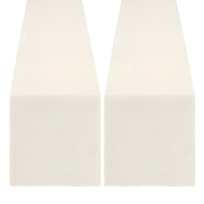 B.Cool B-COOL White Table Runners 2Packs 13x108inch Burlap Linen Style Rustic Farmhouse Table Runner Wedding Farmhouse Boho Dining Party Home Decoration - Image 1